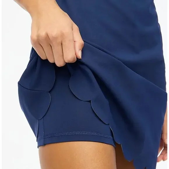 NWT J.Crew Scalloped Active Dress In Navy Blue Size Small - Picture 2 of 7